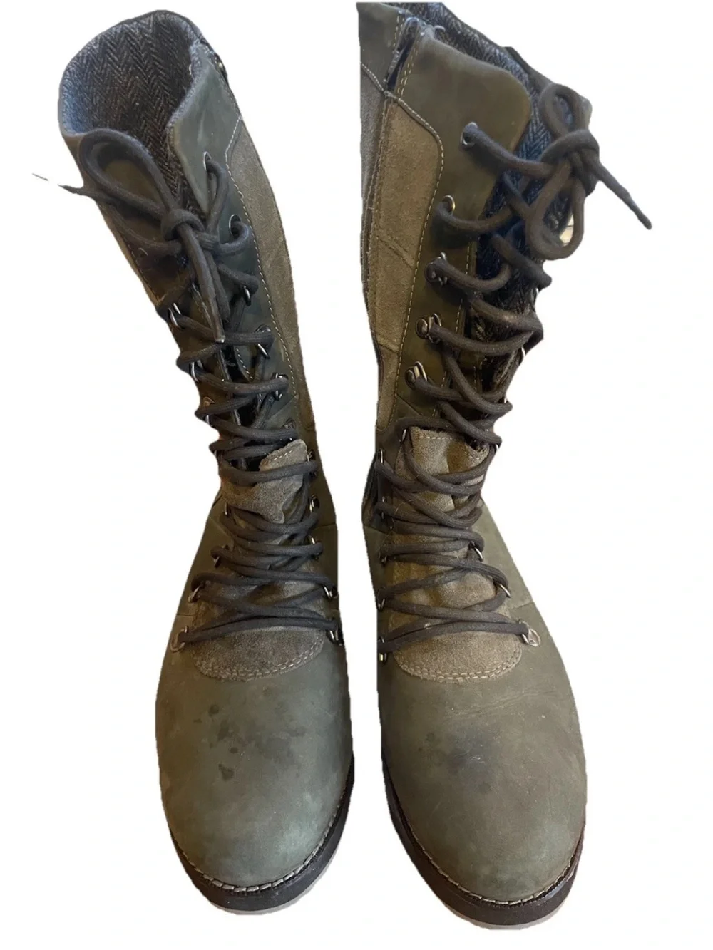Kamik Women’s Olive Green Tall Snow Boots Ariel Lo Leather Suede Outdoor